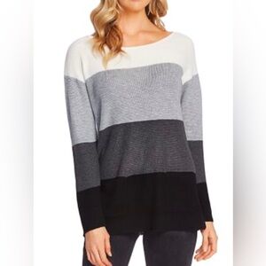 Vince Camuto Women's Plus Size XXL Striped Waffle Knit 2 Pocket Sweater NWT